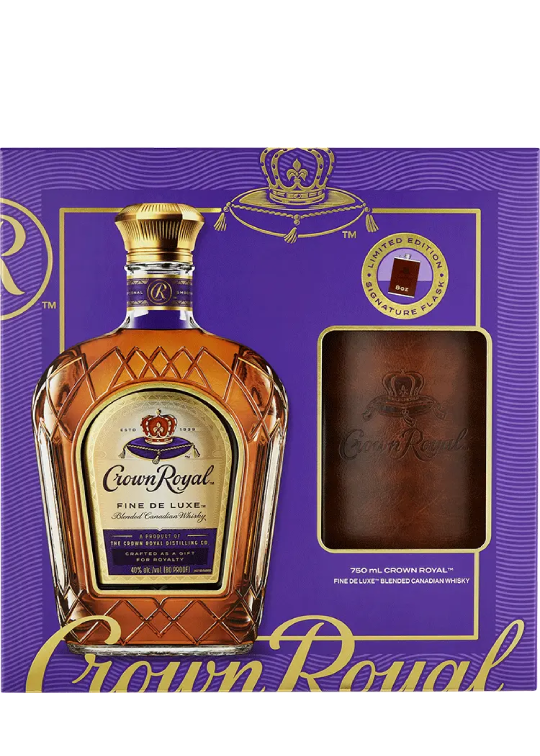 CROWN ROYAL CANADIAN WHISKY W/ FLASK