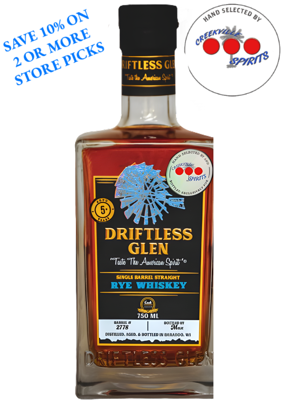 DRIFTLESS GLEN CREEKVILLE SINGLE BARREL RYE