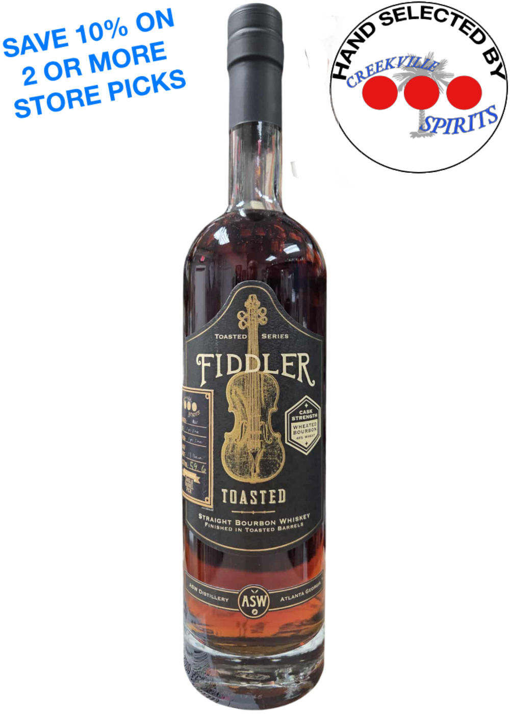 FIDDLER TOASTED BOURBON CREEKVILLE SPIRITS SINGLE BARREL