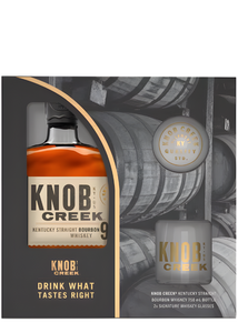 KNOB CREEK BOURBON W/ 2 ROCK GLASSES