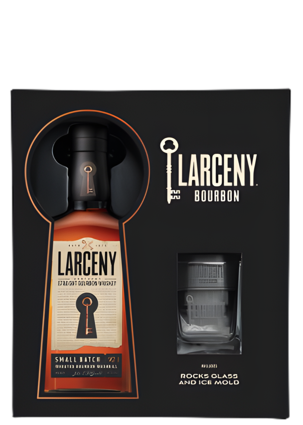 LARCENY W/ ROCKS GLASS AND ICE MOLD